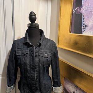 Banana Republic Black-Blue Denim Jacket - Button-Front